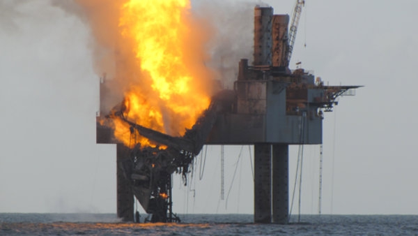 “Loss of Control” Gas Well Fire in the Gulf of Mexico