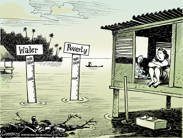 Climate Change Affects the Poor by Patrick Chappatte. Cagle Cartoons. Used with Permission.
