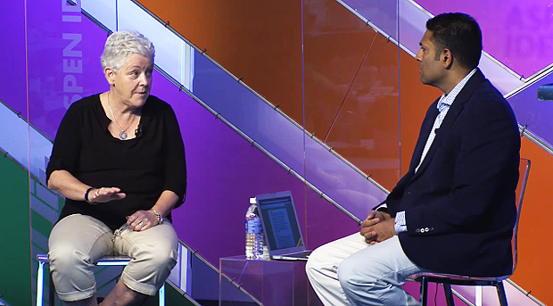 Gina McCarthy, administrator of the U.S. Environmental Protection Agency discusses environmental issues with Hari Sreenivasan of PBS News Hour at the Aspen Ideas Festival. July 3, 2013