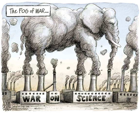 War on Science by ADam Zyglis. Via Cagle Cartoons. Used with permission. 